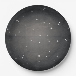 Retro Faded Black en White Stars Party Papieren Bordje