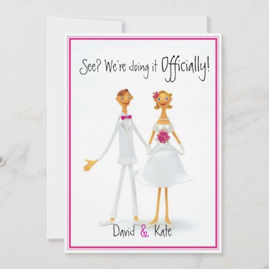 Rétro faire-part de mariage humoristique mignon (Devant)