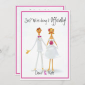 Rétro faire-part de mariage humoristique mignon (Devant / Derrière)
