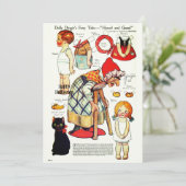 Retro Fairy Tale Halloween 🎃 papierdollars Bedankkaart (Staand voorkant)