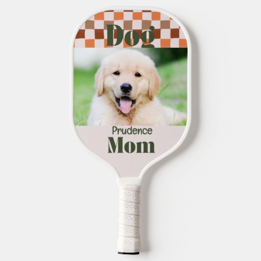 Retro Fall Checkerboard Dog Mom Pet Photo Pickleball Paddle (Achterkant)