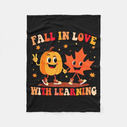 Retro Fall In Love With Learning Autumn Pumpkin Te Fleece Deken (Voorkant)