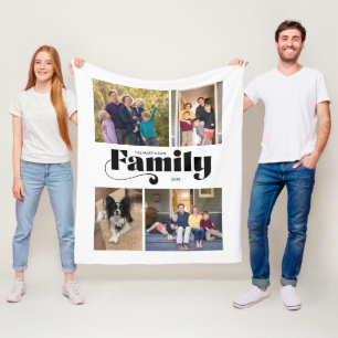 Retro Familie 4 Foto Collage Fleece Deken