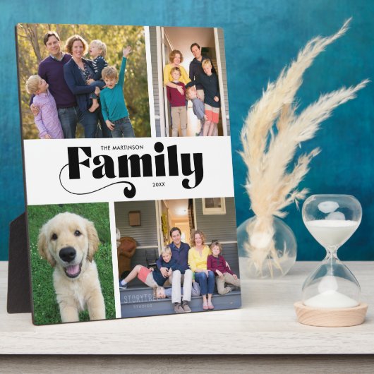 Retro Familie 4 Foto Collage Fotoplaat (Zijkant)