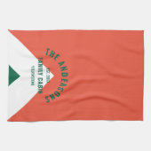 Retro Familie Cabin Gepersonaliseerde Naam Rood Gr Theedoek (Horizontaal)