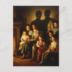 Retro Familie Kerstmis Horror Briefkaart