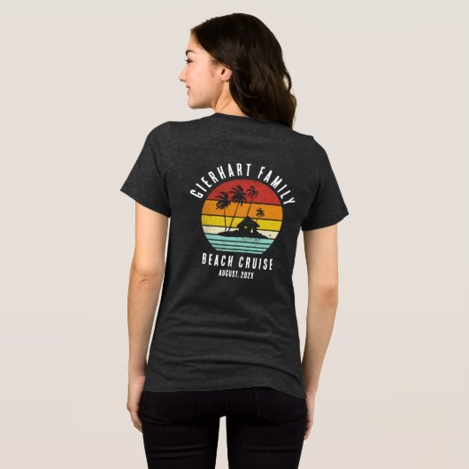 Retro Familie Strandcruise Matching Custom Reunion Tri-Blend Shirt (Achterkant volledig)