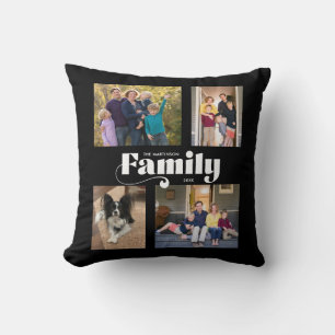 Retro Family 4 Foto Collage Black Kussen