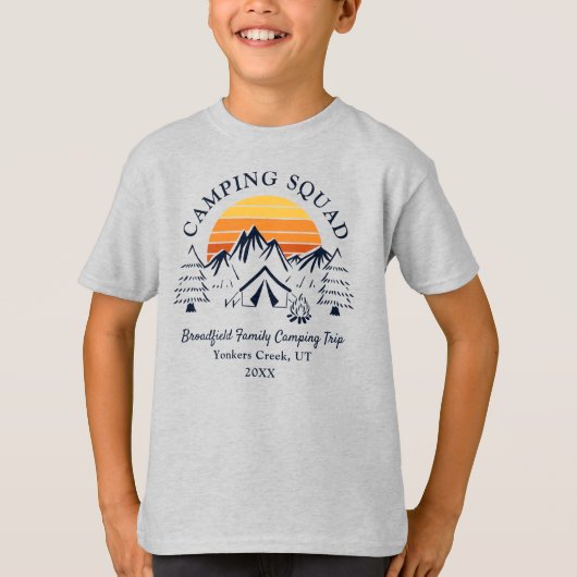 Retro Family Camping Squad Custom Grandson T-shirt (Voorkant)
