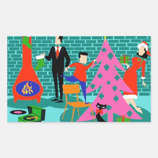 Retro Family Trimming Stickers Arbre de Noël (Devant)