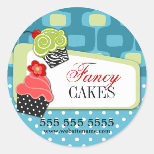 Retro Fancy Cupcake Bakery Ronde Sticker