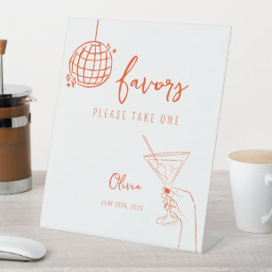Retro fancy Hand getrokken disco bal Favorieten Si Reclamebord Met Voetstuk