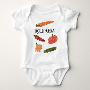 Retro Farmer's Market lokaal geteeld Baby shower Romper