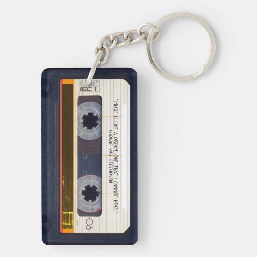 Retro Fashioned 80s Mixtape Cassette Best Dad K Sleutelhanger (achterkant)
