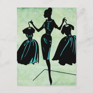 Retro Fashionista Silhouette Briefkaart