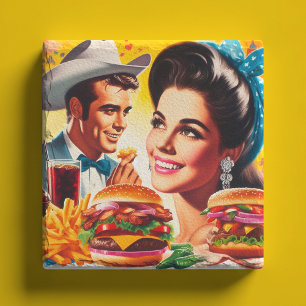 Retro Fastfood Koppel Stenen Onderzetter