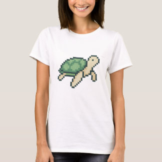 Retro faux cross-stitch pixel art Zee Schildpad T-shirt