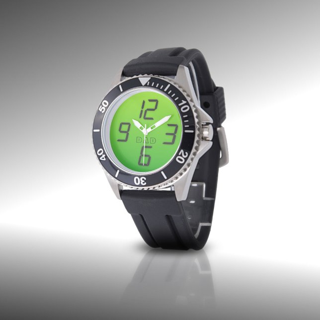 Retro Faux Digital Dad Monogrammed Watch Horloge (Creator heeft geüpload)