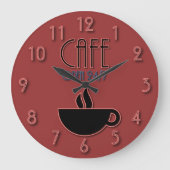 Retro Faux Neon Cafe Open 24|7 Rood en blauw Grote Klok (Voorkant)