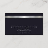 Retro Faux Silver Stripe Minimalist Chauffeur Visitekaartje (Achterkant)