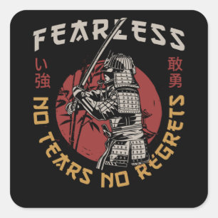 Retro Fearless Samurai - Samurai Quote Vierkante Sticker