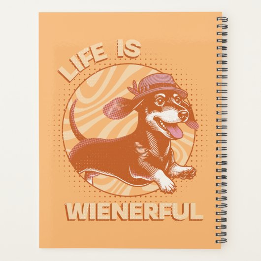 Retro Fedora Dachshund "Het leven is weelderig" Sc Planner (Achterkant)
