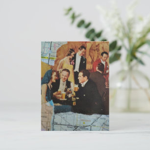 Retro Feest Mixed Media Collage Briefkaart