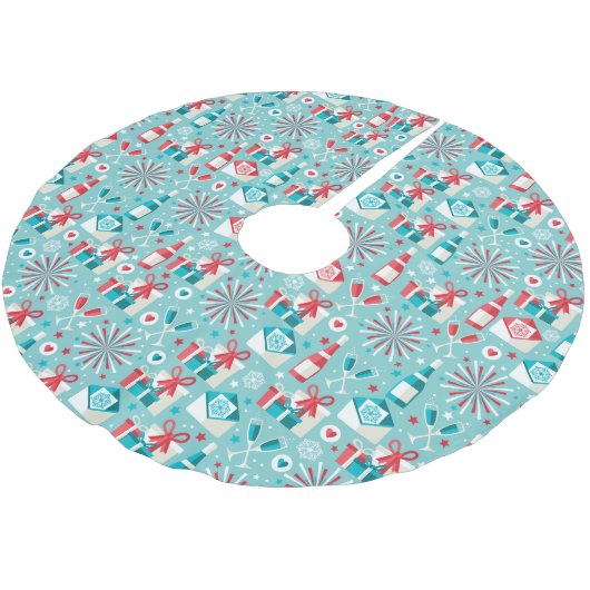 Retro-feestboomromen, geborsteld polyester kerstboom rok (Gekanteld)