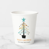 Retro feestdagen kerstboom midden midden eeuw mode papieren bekers (Voorkant)