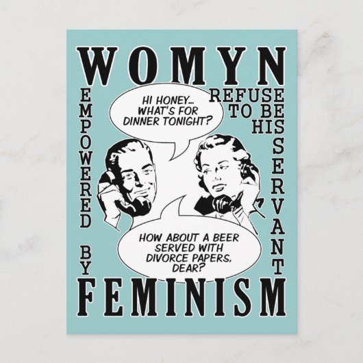 Retro Feministische Humor briefkaarten (Voorkant)