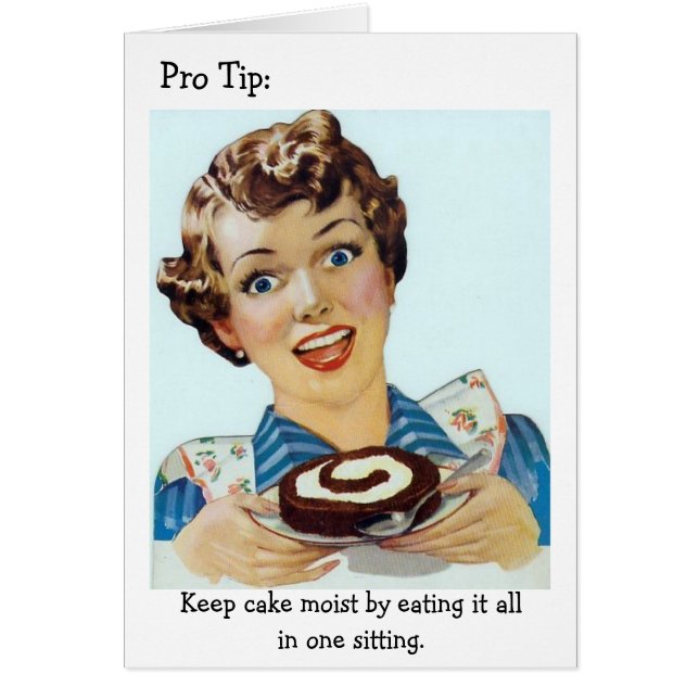 Rétro femme - consommation de tout votre gâteau, (Devant)