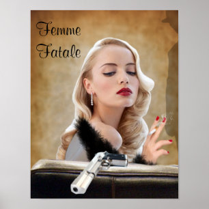 Retro Femme Fatale Diva - Roken en Pistolen Poster