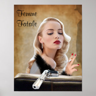 Retro Femme Fatale Diva - Roken en Pistolen Poster