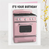 RETRO FEMME ROSE FOUR ANNIVERSAIRE GRANDE CARTE (Fleur jaune)