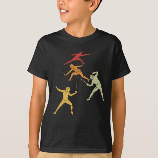 Retro fencer omheining oude schoolzwaard t-shirt (Voorkant)