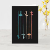 Retro Fencing Saber Sword  Gift for Fencer Kaart (Gele Bloem)