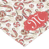 Retro Festive Cute Red Candy Cane Fun Pattern Korte Tafelloper (Hoek)