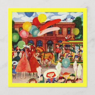 Retro Festive Party in Outdoor Picnic Invitting Kaart