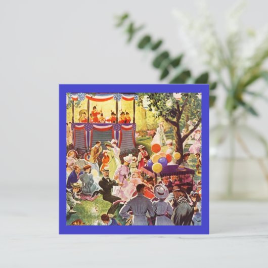 Retro Festive Party in the Park Picnic Invitations Kaart (Staand voorkant)
