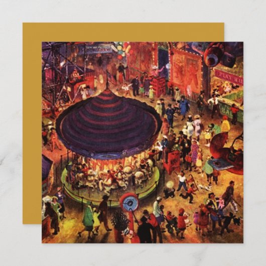 Retro Festive Soirées carnavales Invitations (Devant / Derrière)