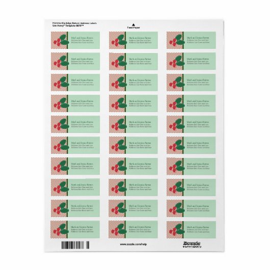 Retro Festive Stripes en Holly Custom Kerstmis Etiket (Full Sheet)