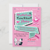 Retro Fêtes de Noël rose Invitations (Devant)