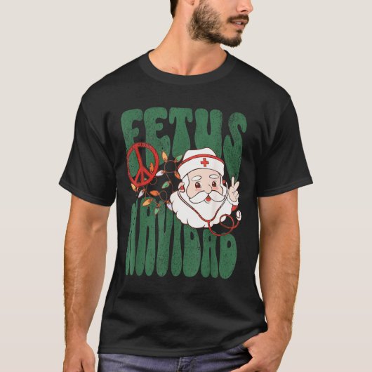 Retro Fetus Navidad Santa Claus Christmas Obgyn Nu T-shirt (Voorkant)