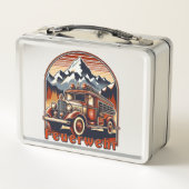 Retro-Feuerwehrauto & Berg (Achterkant)