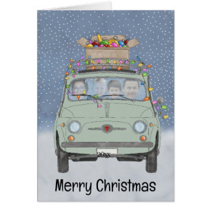 Retro Fiat 500 aanpasbare fotokaart
