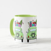 Retro Fiat 500 met kerstcadeaus Mok (Voorkant links)