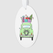 Retro Fiat 500 met kerstcadeaus Ornament (voorkant)