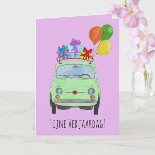 Retro Fiat 500 Verjaardagskaart Kaart