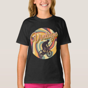 RETRO FICTSIEKE FIETSEN IN KLEURIGE DRAAIING T-SHIRT