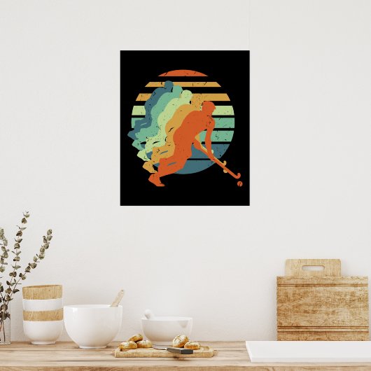 Retro Field Hockey Game Player, Field Hockey Sport Poster (Keuken)